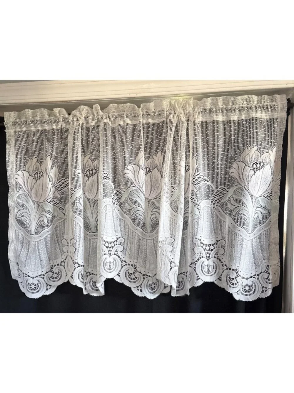 Cream Lace Floral Valance Measurements 53
